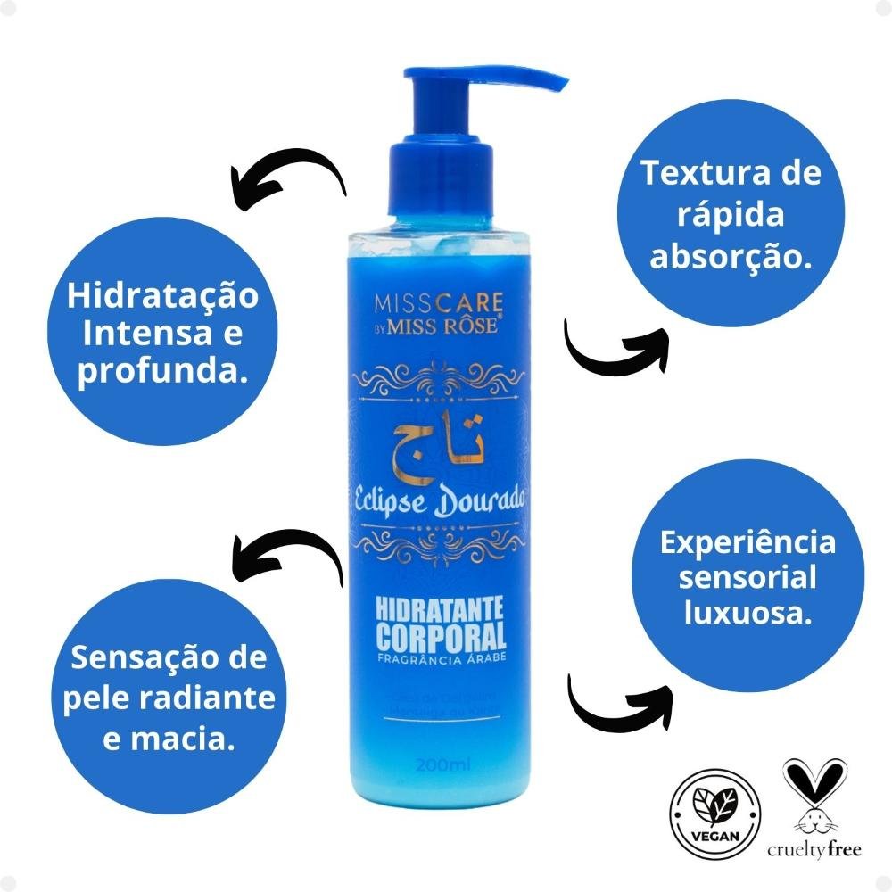 Hidratante Corporal Miss Rôse Fragrância Árabe Eclipse Dourado 200ml 200ml 2