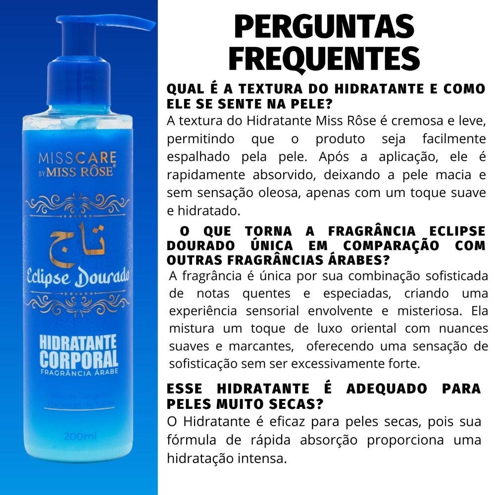 Hidratante Corporal Miss Rôse Fragrância Árabe Eclipse Dourado 200ml 200ml 5