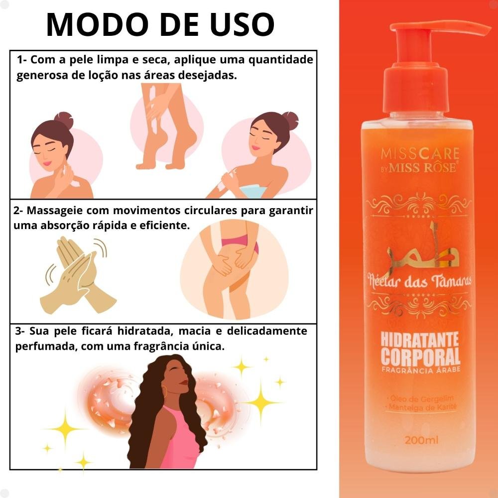 Hidratante Corporal Miss Rôse Fragrância Árabe Néctar das Tâmaras 200ml 200ml 4