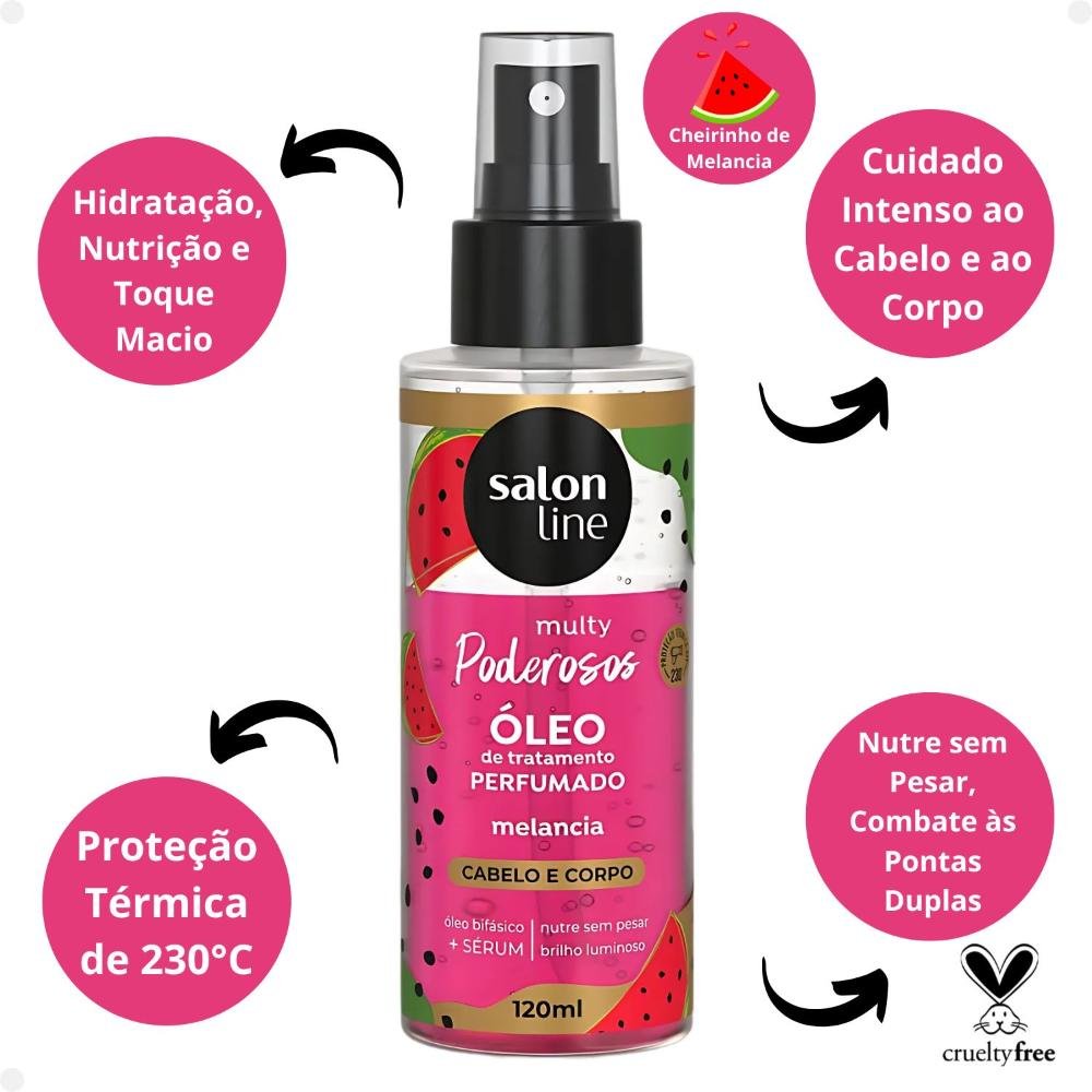 Óleo Bifásico Perfumado Salon Line Multy Poderosos Melancia Cabelo e Corpo 120ml 120ml 2