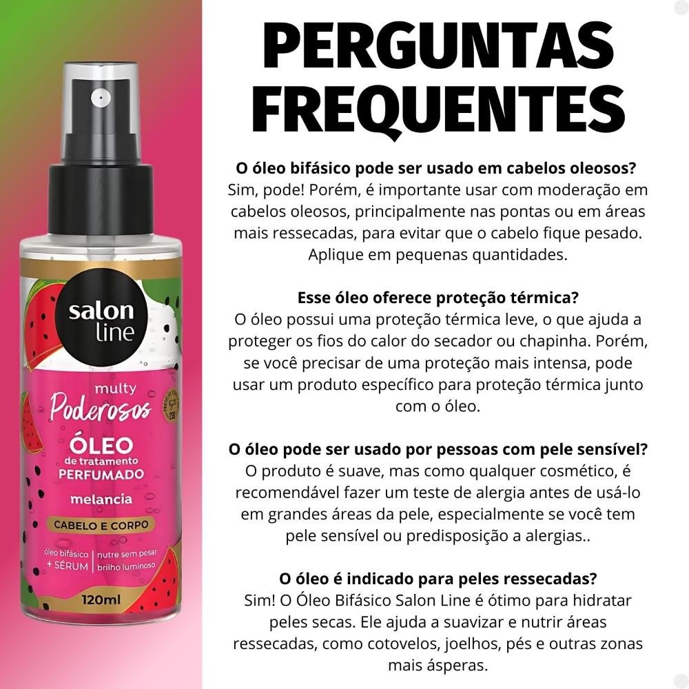 Óleo Bifásico Perfumado Salon Line Multy Poderosos Melancia Cabelo e Corpo 120ml 120ml 7