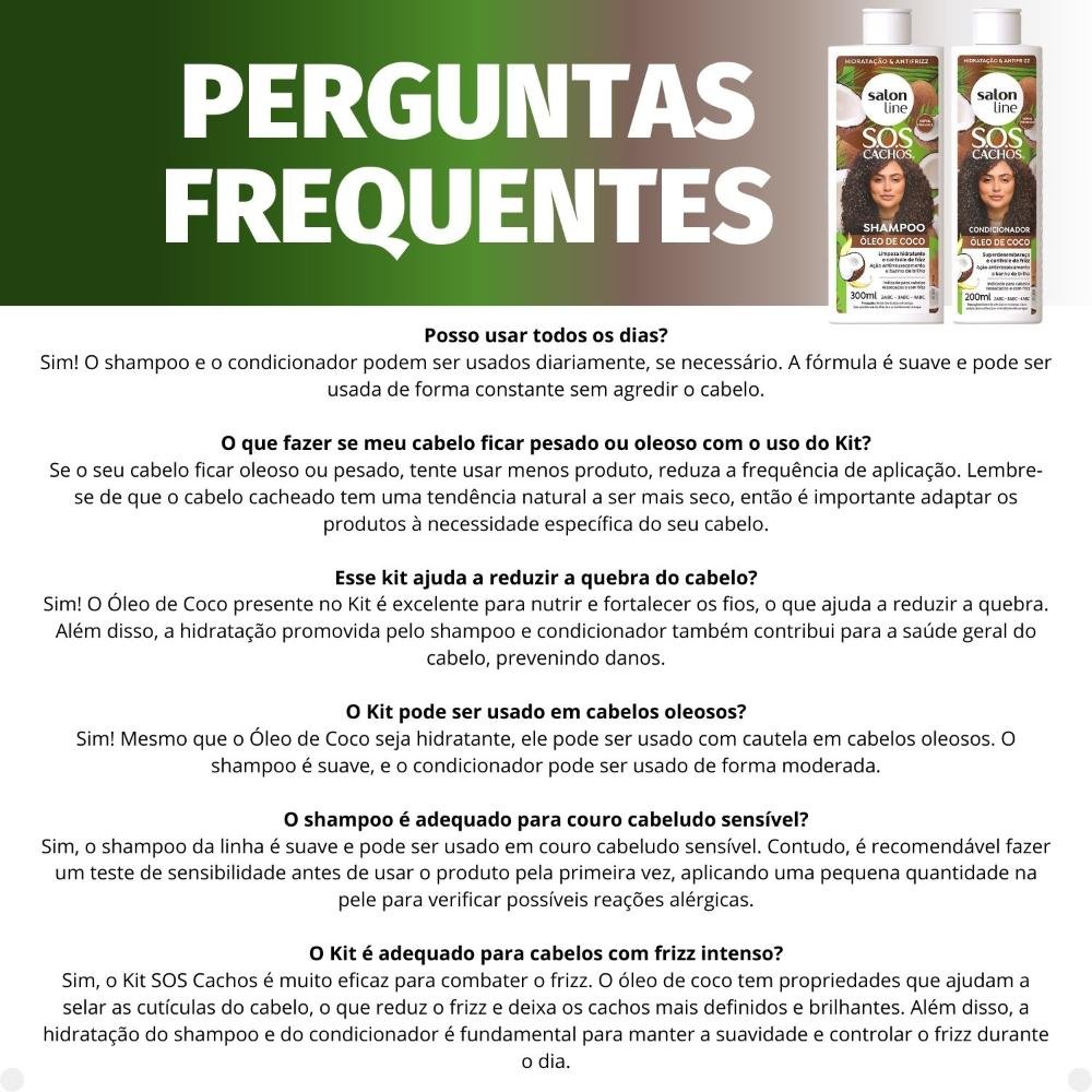 Kit Salon Line SOS Cachos: Shampoo 300ml e Condicionador 200ml Óleo de Coco ÚNICO 5