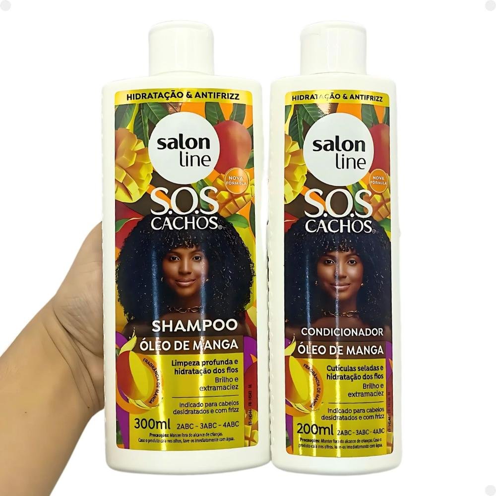 Kit Salon Line SOS Cachos: Shampoo 300ml e Condicionador 200ml Óleo de Manga ÚNICO 4