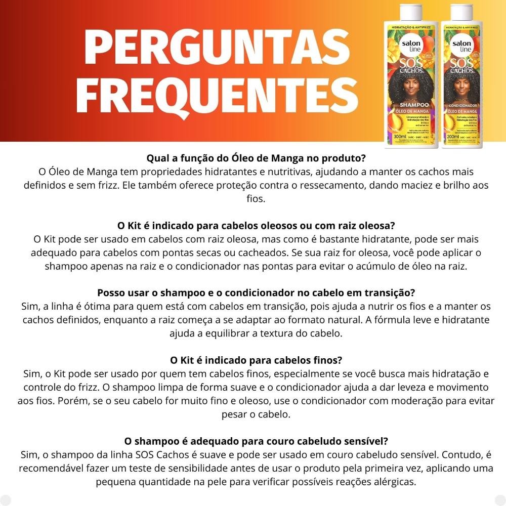 Kit Salon Line SOS Cachos: Shampoo 300ml e Condicionador 200ml Óleo de Manga ÚNICO 6