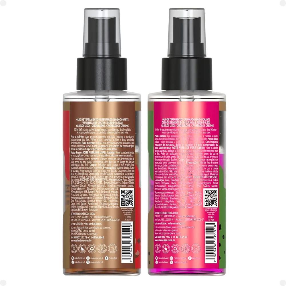 Kit Óleo Bifásico Perfumado Multy Salon Line: 1 Chocolate e 1 Melancia ÚNICO 3