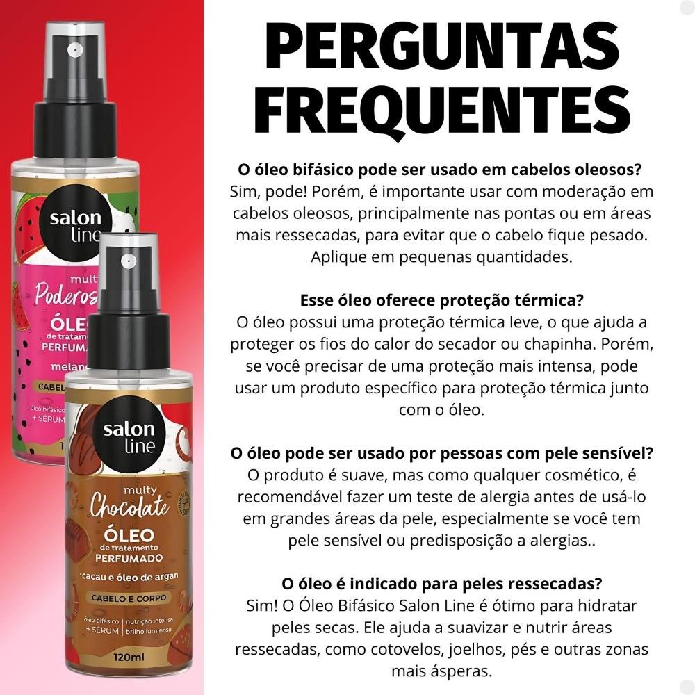 Kit Óleo Bifásico Perfumado Multy Salon Line: 1 Chocolate e 1 Melancia ÚNICO 7