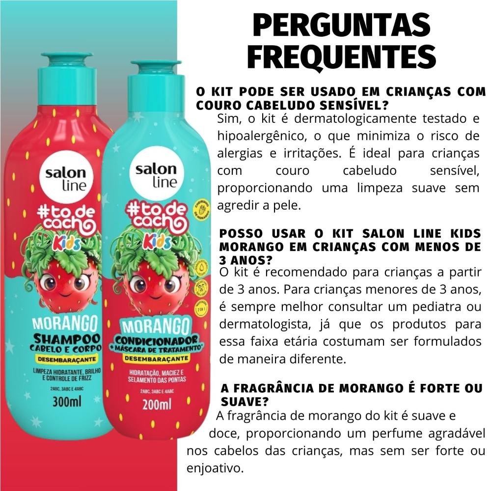 Kit Salon Line Kids #todecachos: Shampoo 300ml e Condicionador 200ml Morango  ÚNICO 5