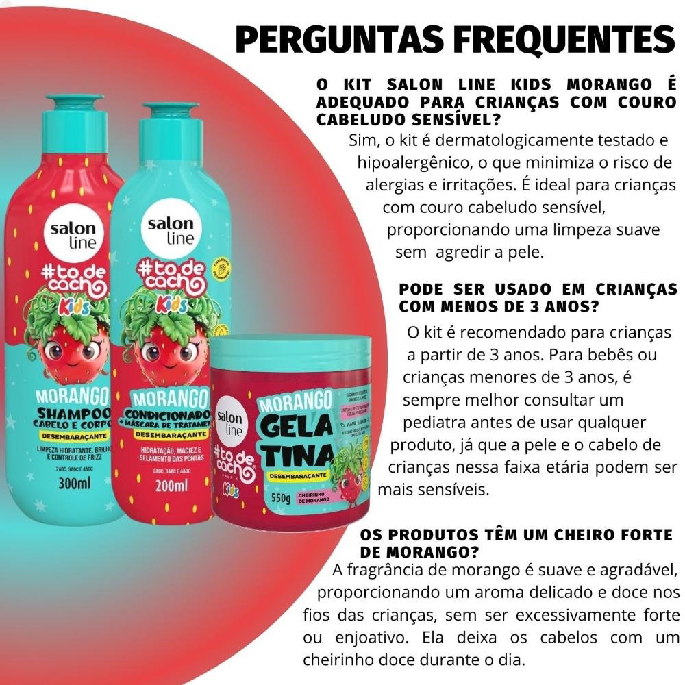 Kit Salon Line Kids #todecacho: Shampoo e Condicionador + Gelatina Desembaraçante Morango ÚNICO 5