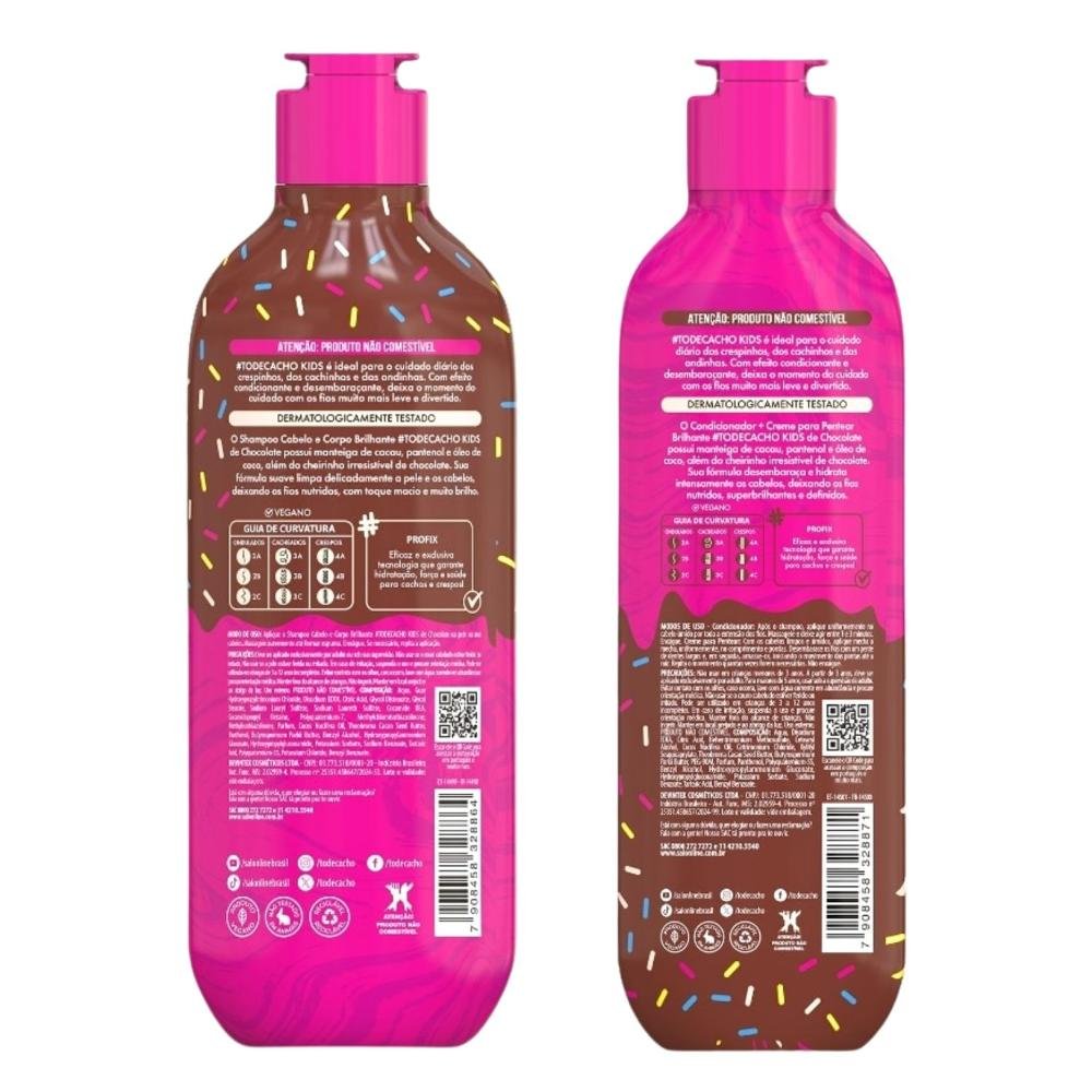 Kit Salon Line Kids #todecacho: Shampoo 300ml e Condicionador 200ml Chocolate ÚNICO 3