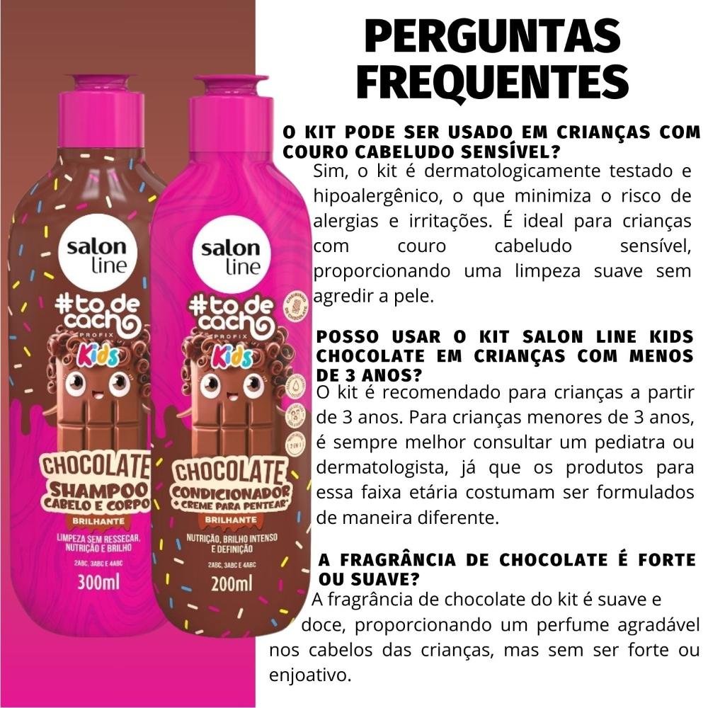 Kit Salon Line Kids #todecacho: Shampoo 300ml e Condicionador 200ml Chocolate ÚNICO 5