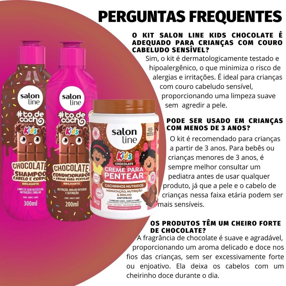 Kit Salon Line Kids: Shampoo e Condicionador + Creme para Pentear Chocolate ÚNICO 5