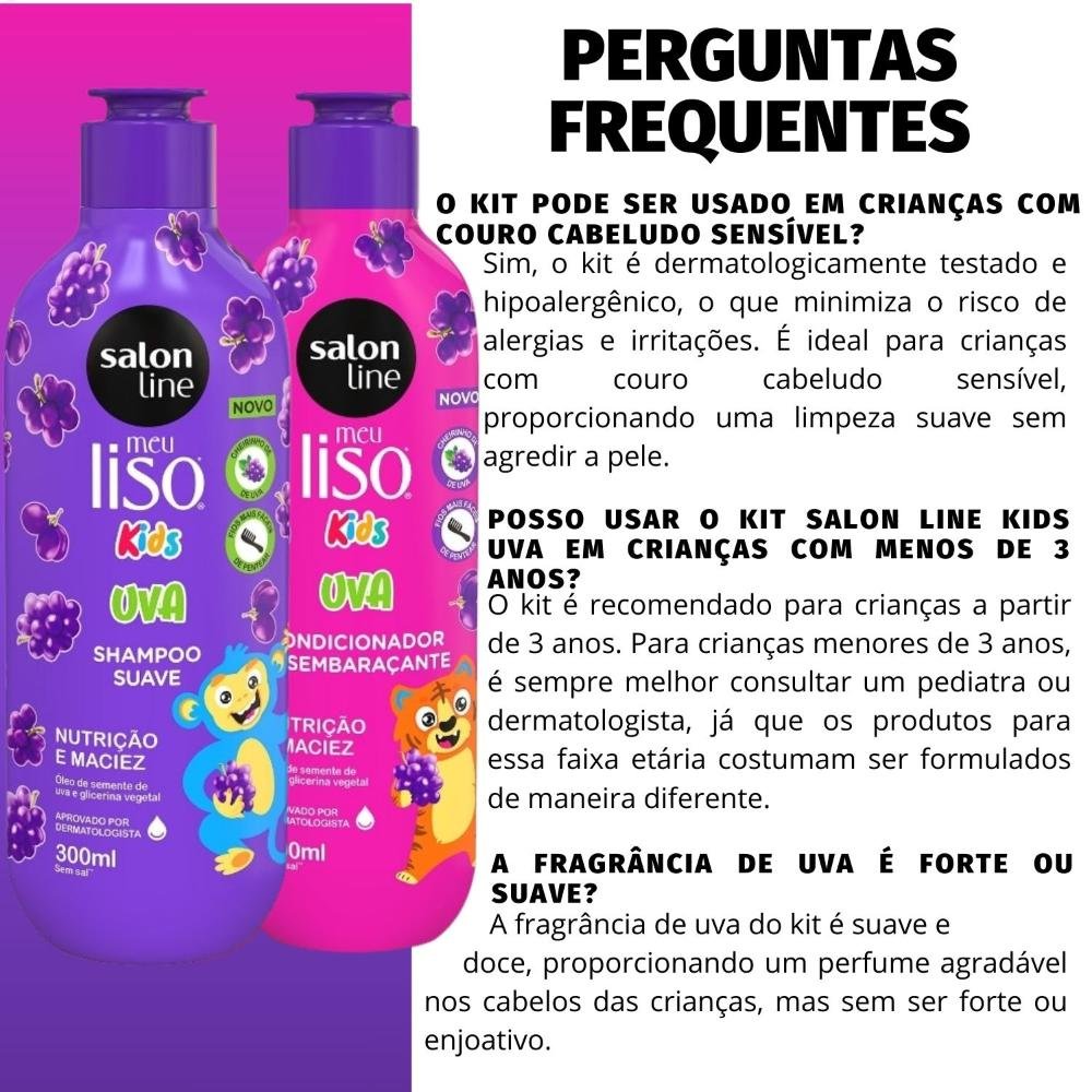 Kit Salon Line Meu Liso Kids: Shampoo 300ml e Condicionador 200ml Uva ÚNICO 2