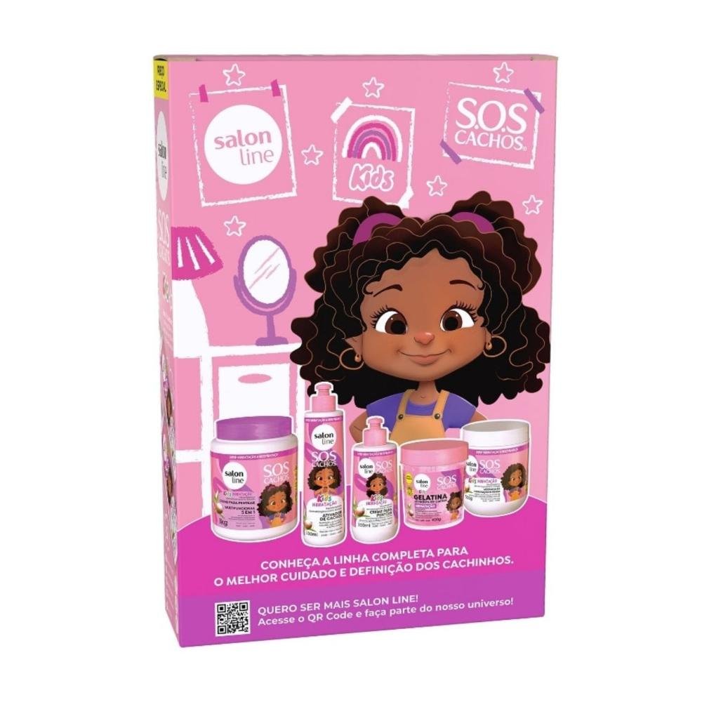 Kit Salon Line SOS Cachos Kids: Shampoo 300ml e Condicionador 200ml Hidratação ÚNICO 3