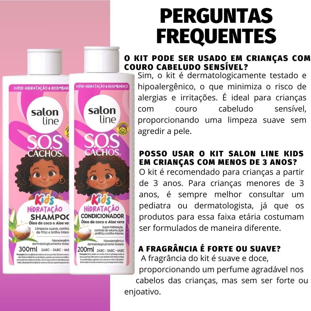 Kit Salon Line SOS Cachos Kids: Shampoo 300ml e Condicionador 200ml Hidratação ÚNICO 5