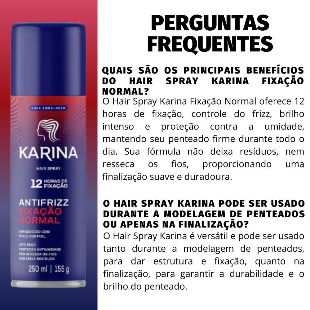 Hair Spray Karina Antifrizz Fixação Normal 400ml 400ml 5