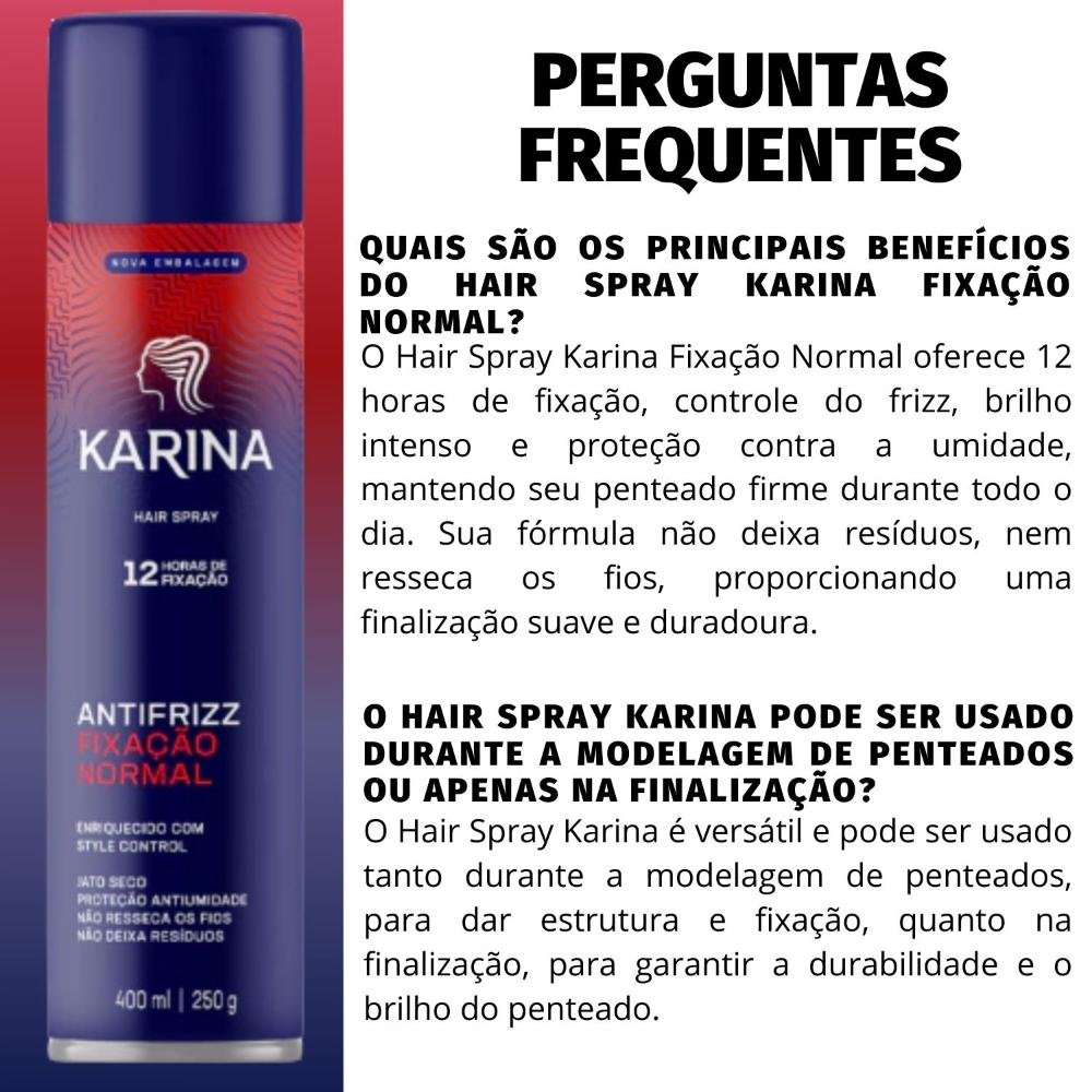 Hair Spray Karina Antifrizz Fixação Normal 250ml 250ml 5