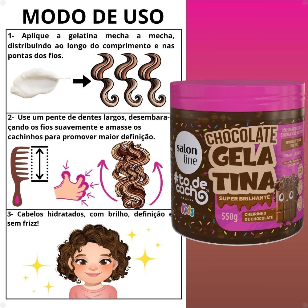 Kit Salon Line Meu Liso Kids: Shampoo 300ml e Condicionador 200ml Morango + Creme para Pentear 250ml e Spray Desembaraçante 240ml 240ml 10