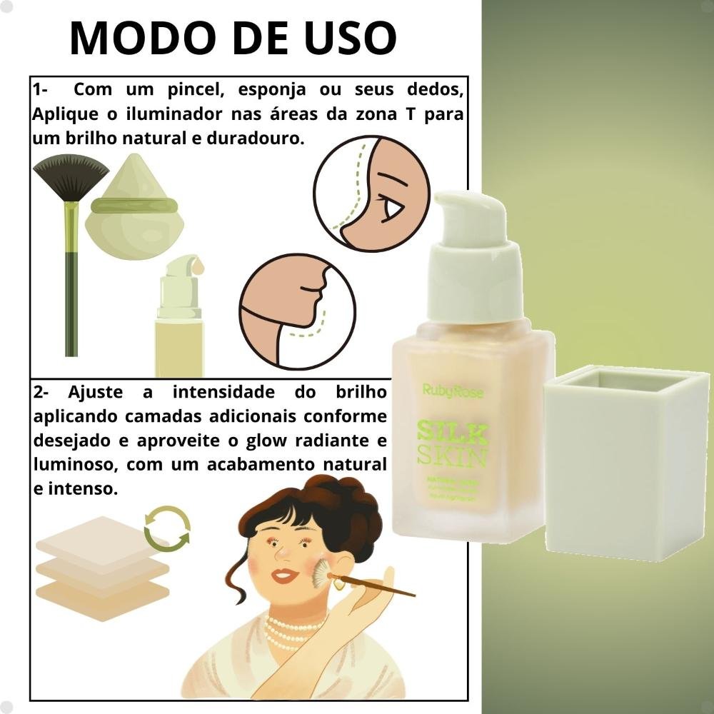 Iluminador Líquido Ruby Rose Silk Skin Natural Glow Moonlight HB-F1601-3 Moonlight 4