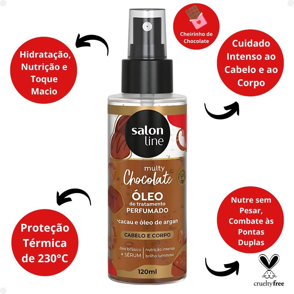 Óleo Bifásico Perfumado Salon Line Multy Chocolate Cabelo e Corpo 120ml 120ml 2