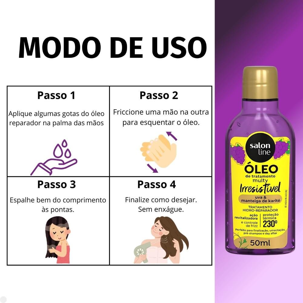 Óleo de Tratamento Multy Salon Line Cachos dos Sonhos Irresistível 50ml 50ml 6