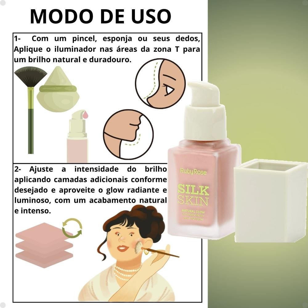 Iluminador Líquido Ruby Rose Silk Skin Natural Glow Radiant Pink HB-F1601-1 Radiant Pink 4