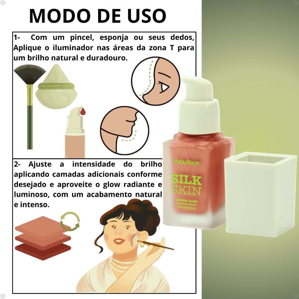 Iluminador Líquido Ruby Rose Silk Skin Natural Glow Shine On HB-F1601-5 Shine On 4