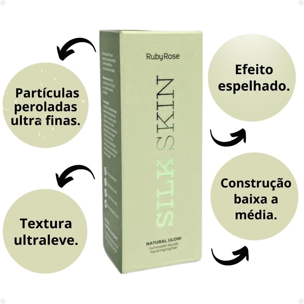 Kit Ruby Rose Silk Skin Natural Glow: 06 Iluminadores Líquidos HB-F1601 Multicores 2