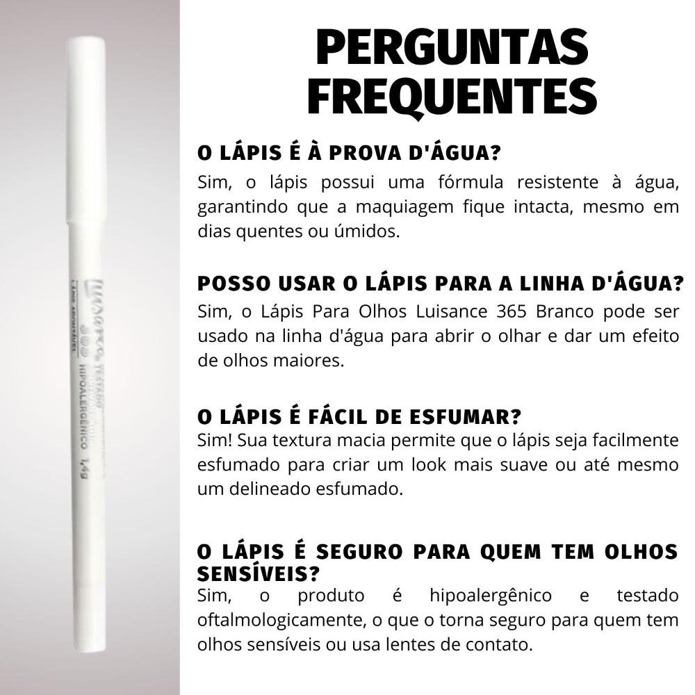 Lápis Para Olhos Luisance 365 Branco A Prova D´água Hipoalergênico L5206 Branco 5