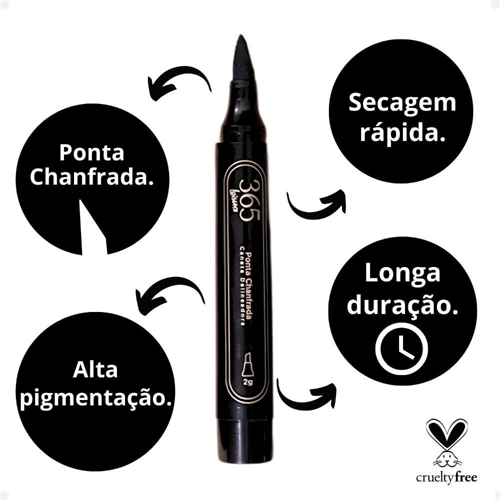 Caneta Delineadora Luisance 365 Ponta Chanfrada Preto L17002 Chanfrada Preto 2