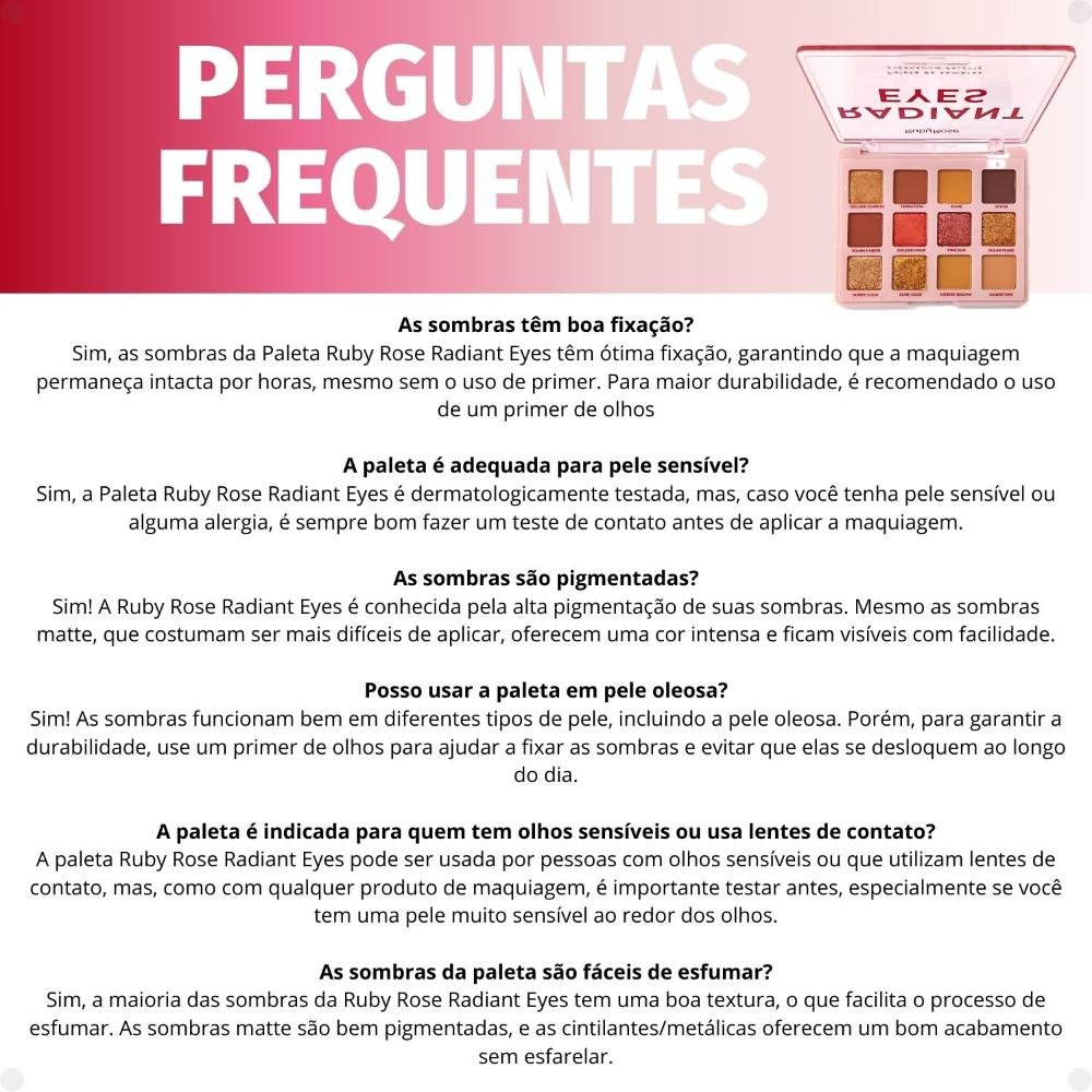 Paleta de Sombras Ruby Rose Radiant Eyes HB-E2201 Multicores 7