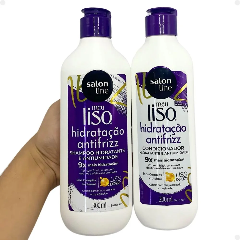 Kit Salon Line Meu Liso Hidratação Antifrizz: Shampoo 300ml e Condicionador 200ml Hidratante e Antiumidade ÚNICO 4