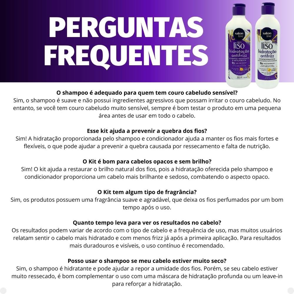 Kit Salon Line Meu Liso Hidratação Antifrizz: Shampoo 300ml e Condicionador 200ml Hidratante e Antiumidade ÚNICO 6
