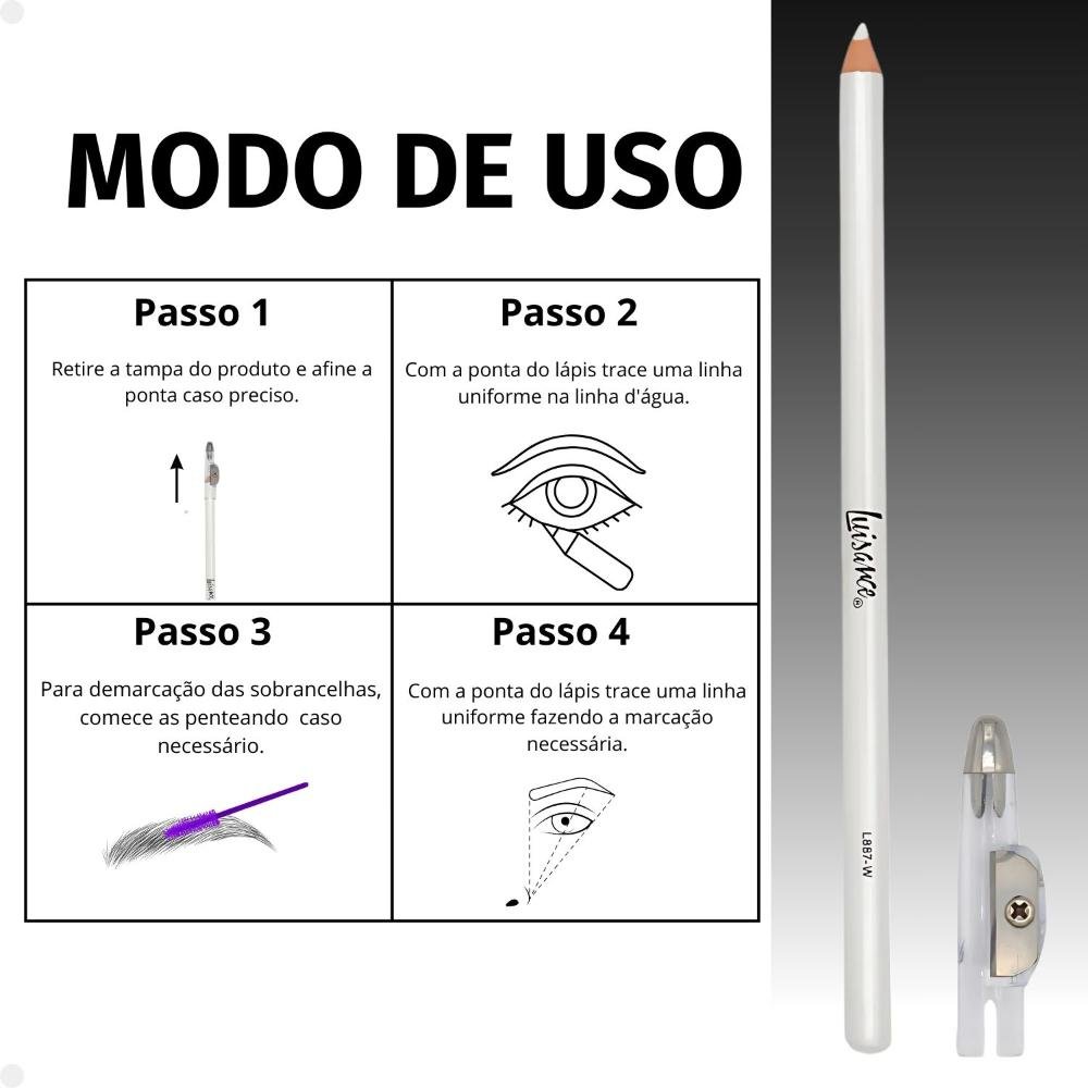 Kit Luisance: 6 Lápis Para Olhos Branco com Apontador Ref. L887-w Branco 5