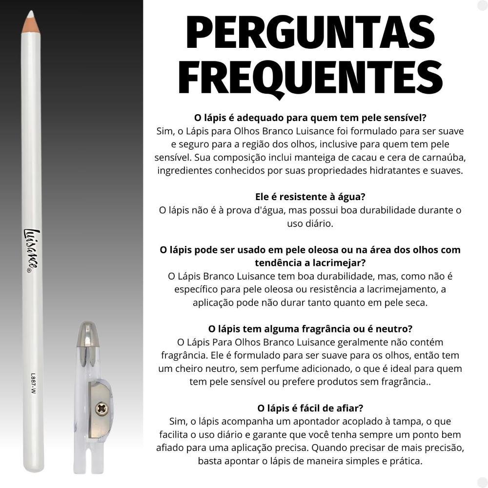 Kit Luisance: 12 Lápis Para Olhos Branco com Apontador Ref. L887-w Branco 6