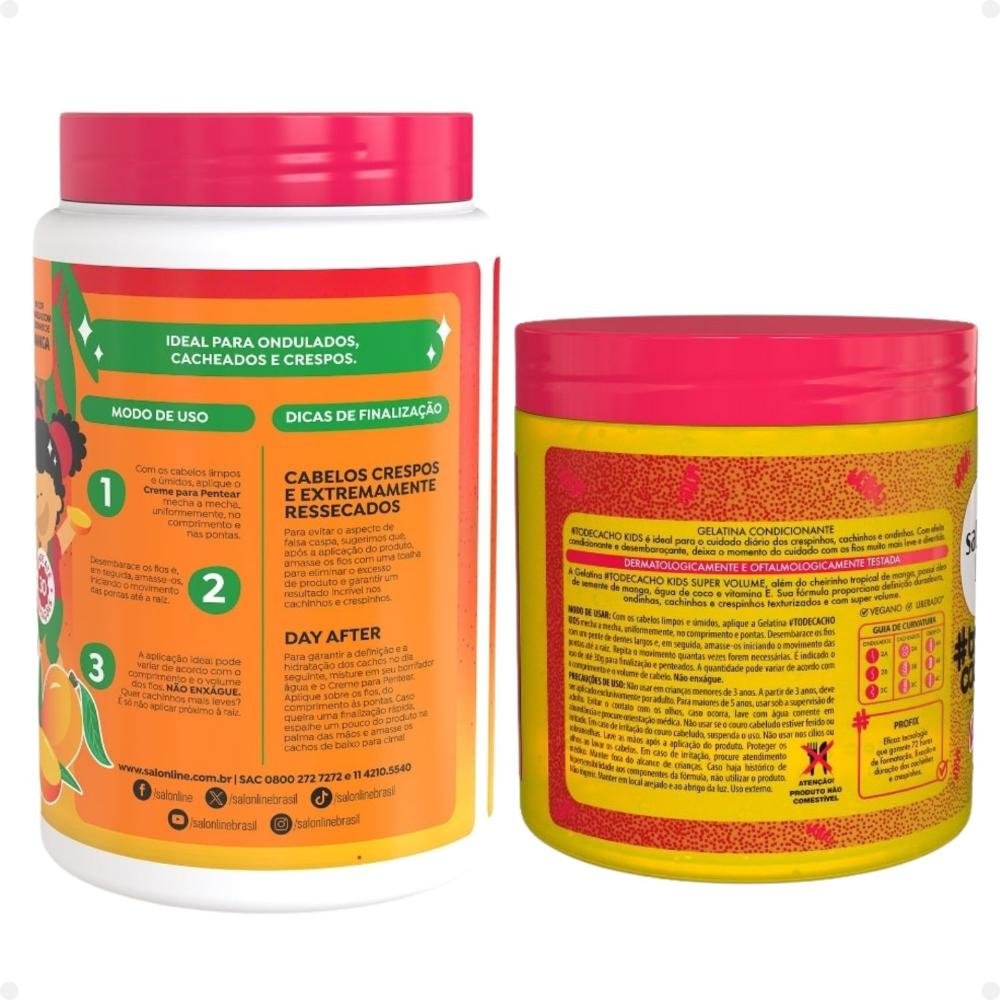 Kit Salon Line Kids: 1 Creme para Pentear Cachinhos Ativados e 1 Gelatina Super Volume #todecacho Manga ÚNICO 3