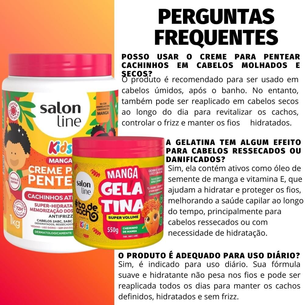 Kit Salon Line Kids: 1 Creme para Pentear Cachinhos Ativados e 1 Gelatina Super Volume #todecacho Manga ÚNICO 5