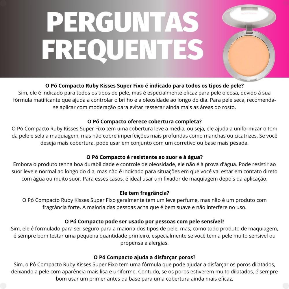 Pó Compacto Ruby Kisses Super Fixo Cor 130 Sfp130b Cor 130 7