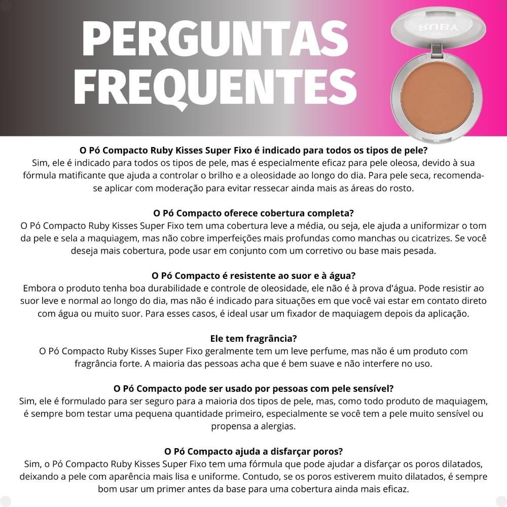 Pó Compacto Ruby Kisses Super Fixo Cor 315 Sfp315b Cor 315 7