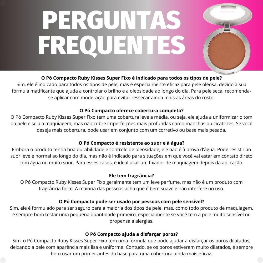 Pó Compacto Ruby Kisses Super Fixo Cor 335 Sfp335b Cor 335 7