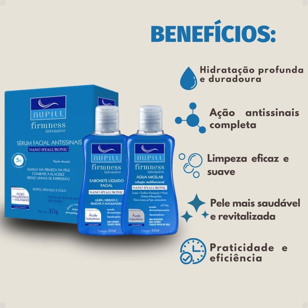Kit Travel Nupill Firmness Intensive Nano Hyaluronic: Sabonete, Sérum e Água Micelar ÚNICO 2