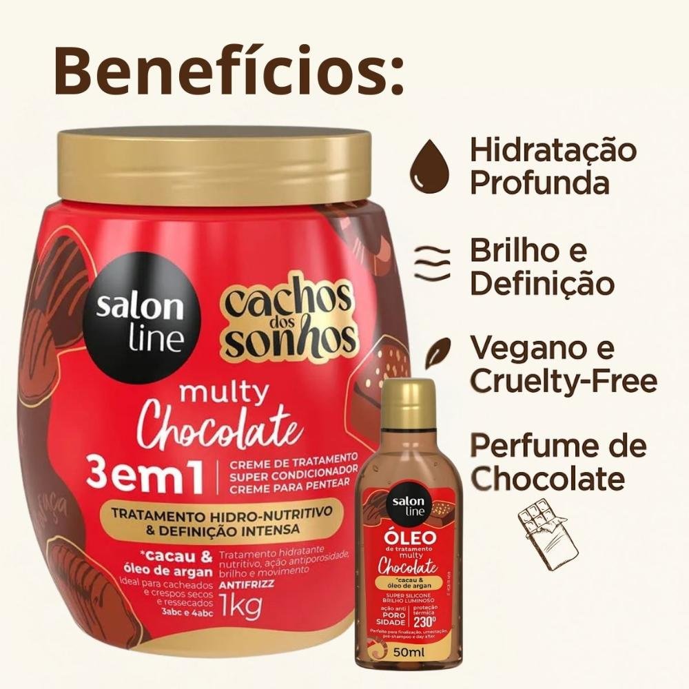 Kit Salon Line Multy Maravilhas: 1 Creme Multifuncional e 1 Óleo Chocolate ÚNICO 2