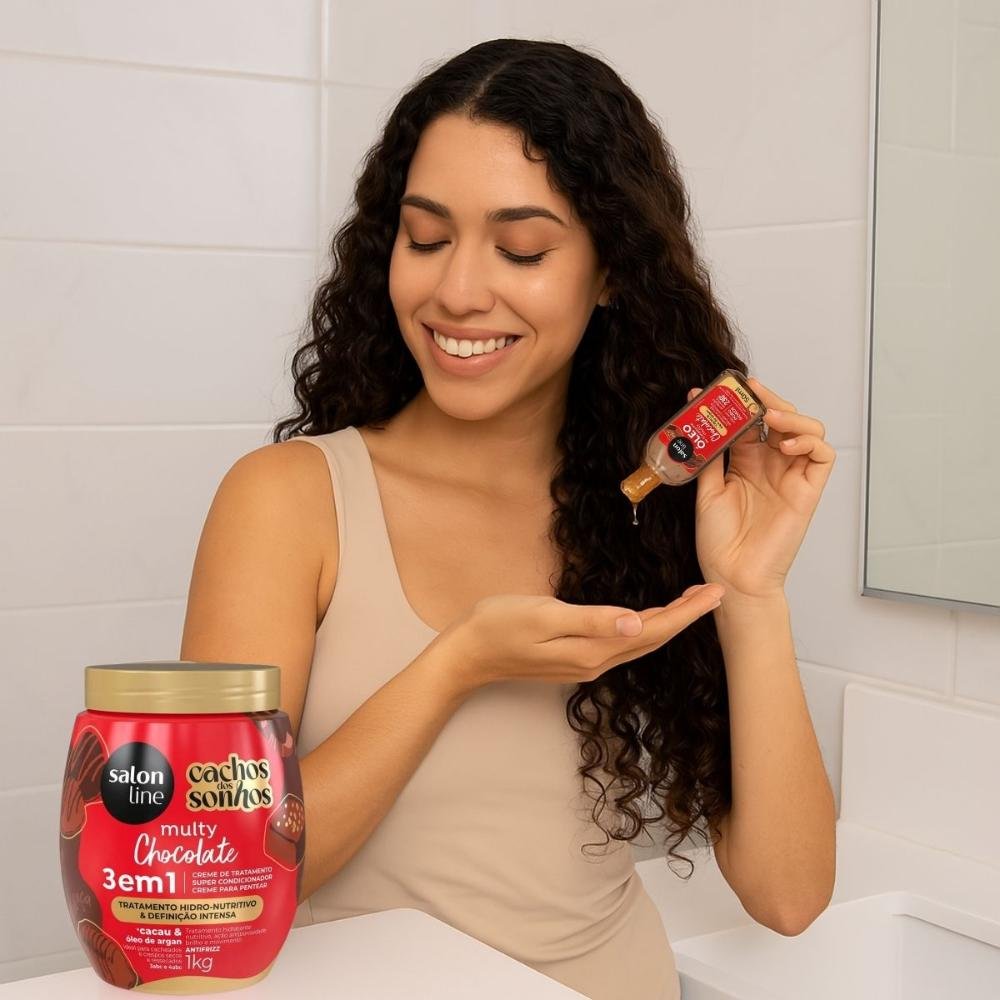 Kit Salon Line Multy Maravilhas: 1 Creme Multifuncional e 1 Óleo Chocolate ÚNICO 3