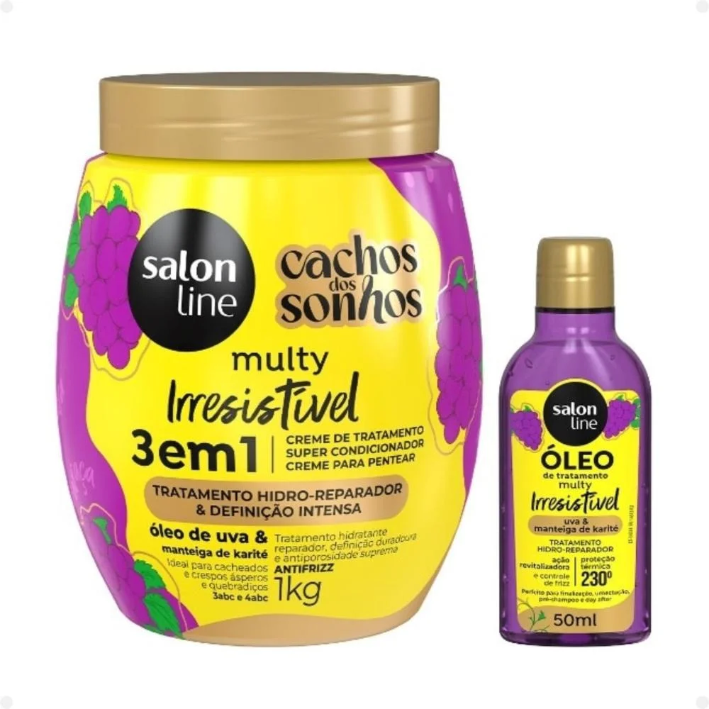 Kit Salon Line Multy Irrestível: 1 Creme 3 em 1 e 1 Óleo Uva ÚNICO 1
