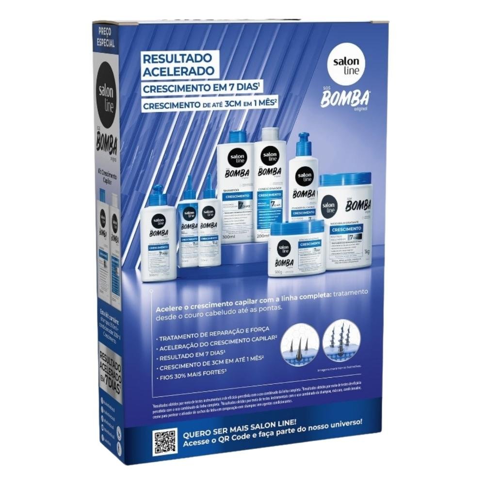 Kit Salon Line SOS Bomba Crescimento Capilar: Shampoo 300ml e Condicionador 200ml ÚNICO 3