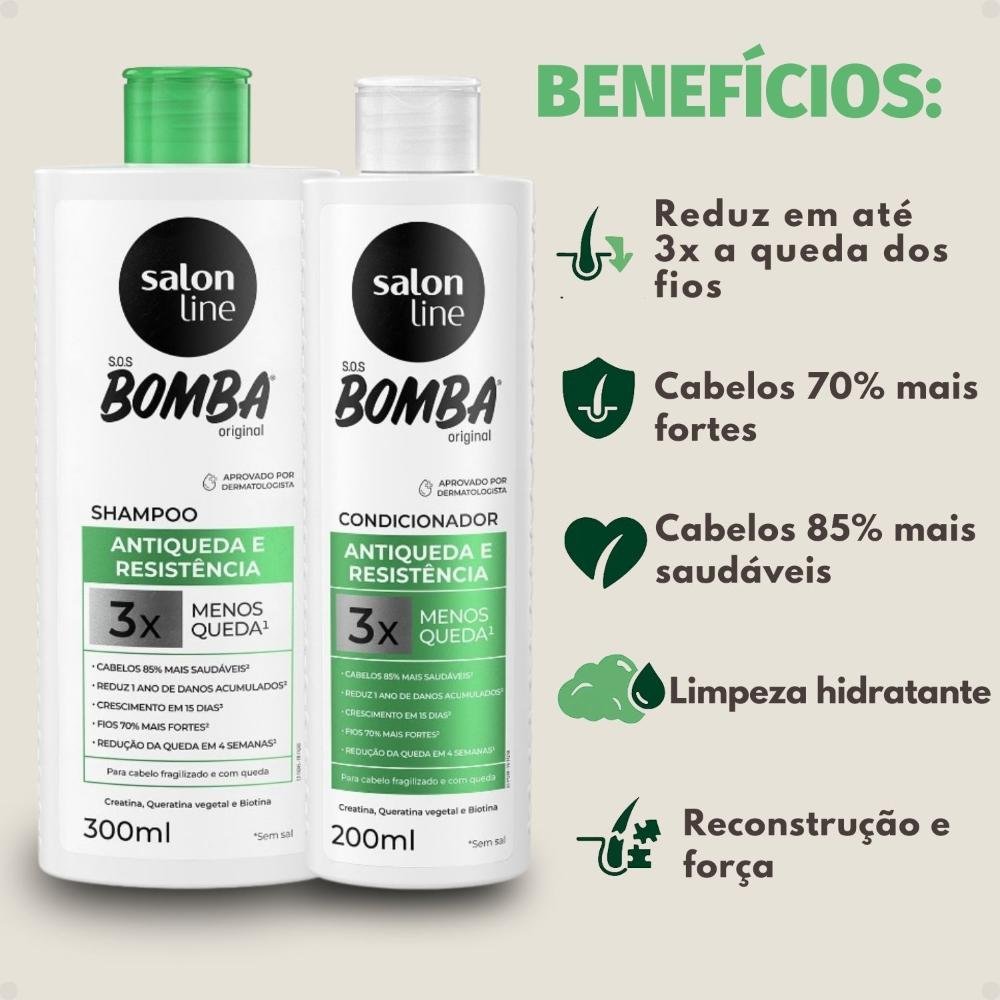 Kit Salon Line SOS Bomba Antiqueda e Resistência: Shampoo 300ml e Condicionador 200ml ÚNICO 2