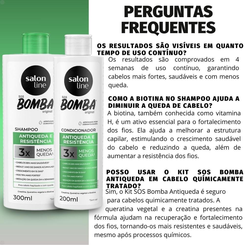 Kit Salon Line SOS Bomba Antiqueda e Resistência: Shampoo 300ml e Condicionador 200ml ÚNICO 5