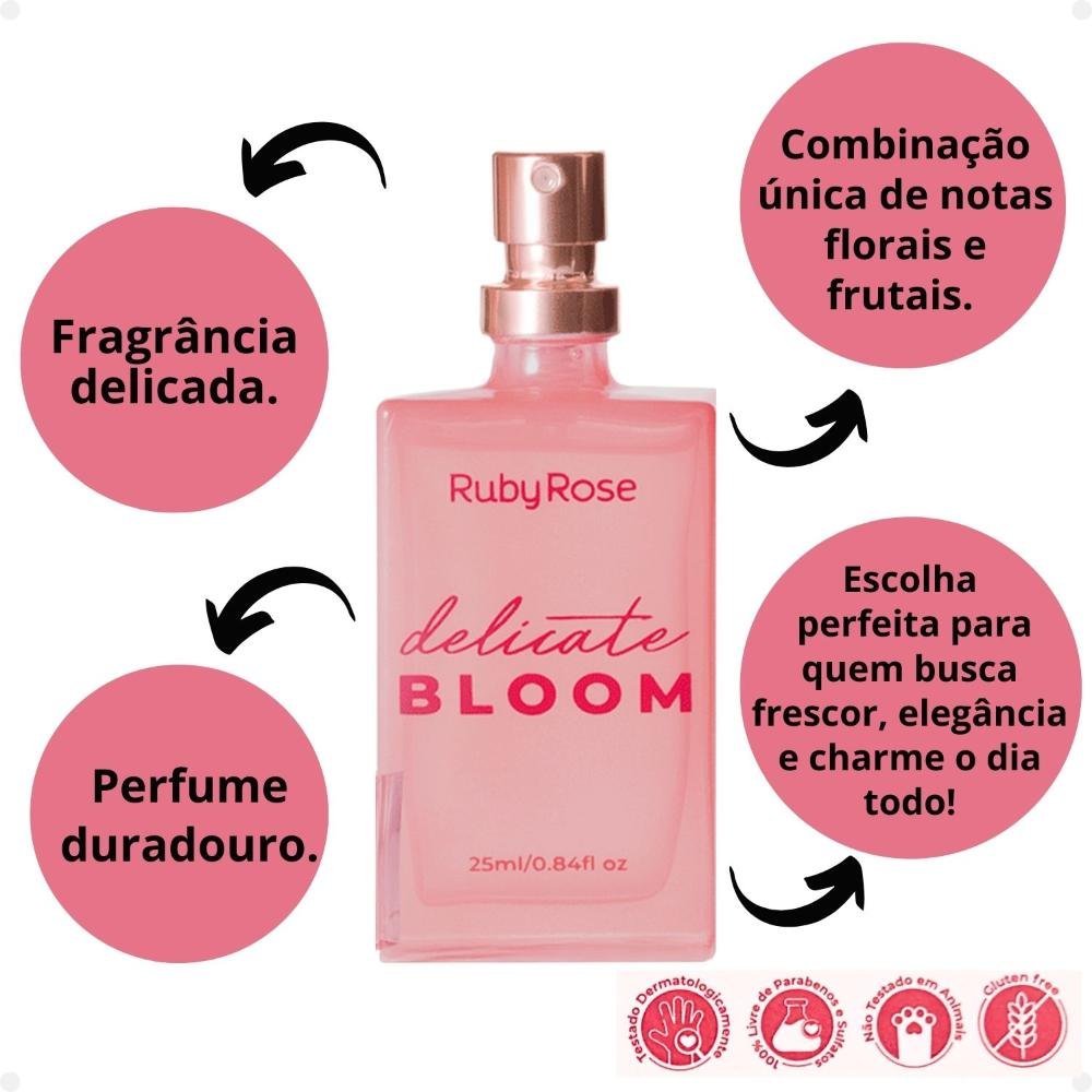Desodorante Colônia Ruby Rose Delicate Bloom 25ml HB-P001 ÚNICO 2