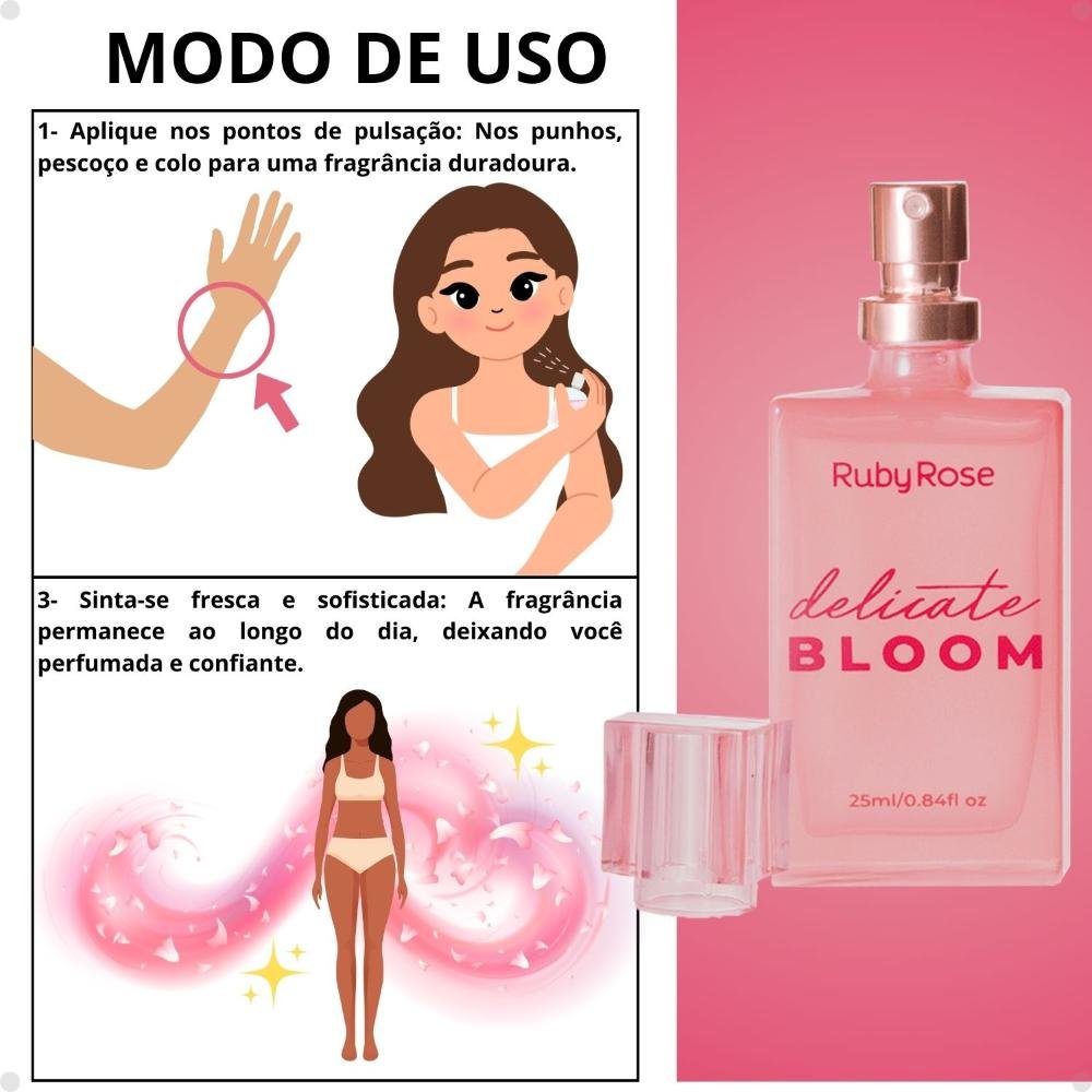 Desodorante Colônia Ruby Rose Delicate Bloom 25ml HB-P001 ÚNICO 4