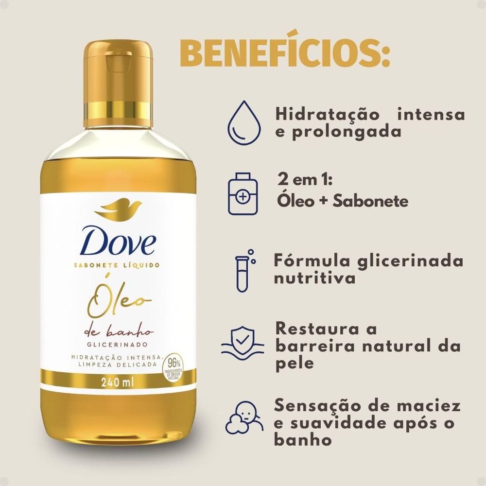 Oleo de Banho Glicerinado Dove Sabonete Líquido 240ml 240ml 2