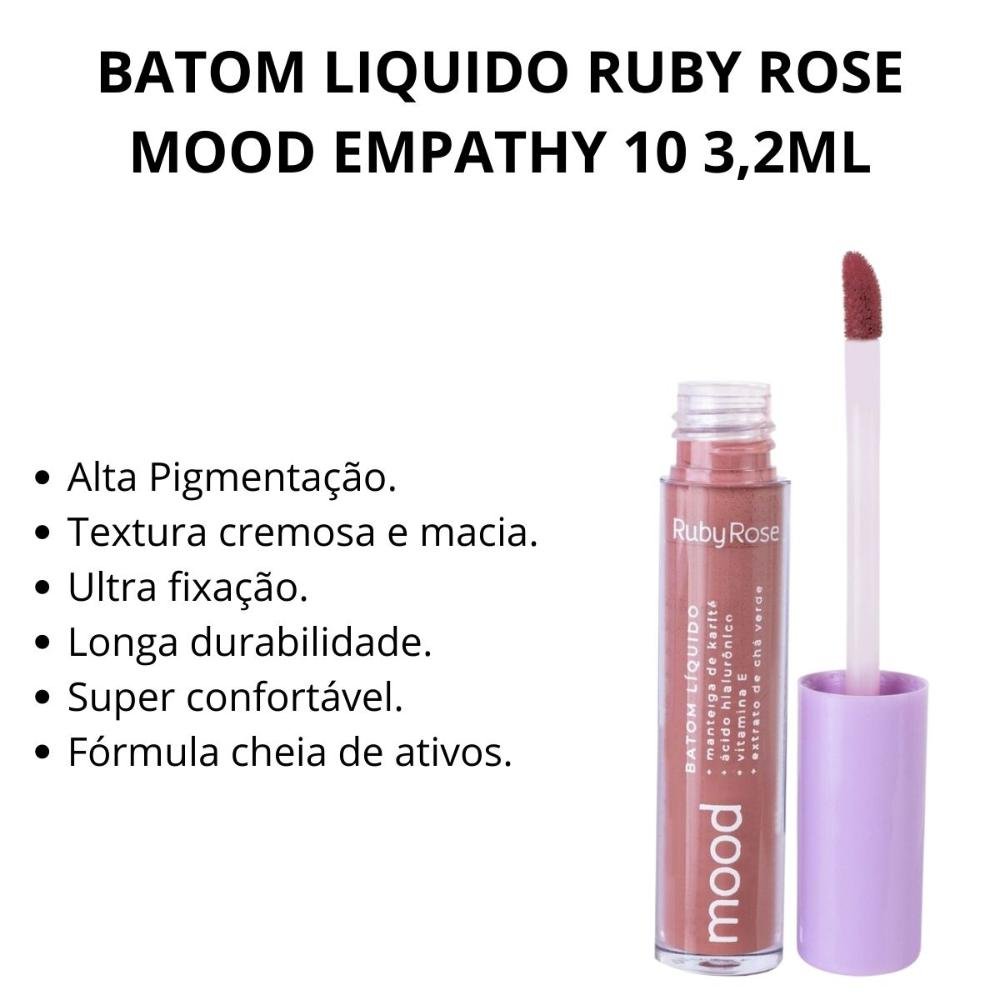 Batom Liquido Ruby Rose Mood Empathy 10 3,2ml Cor 10 2